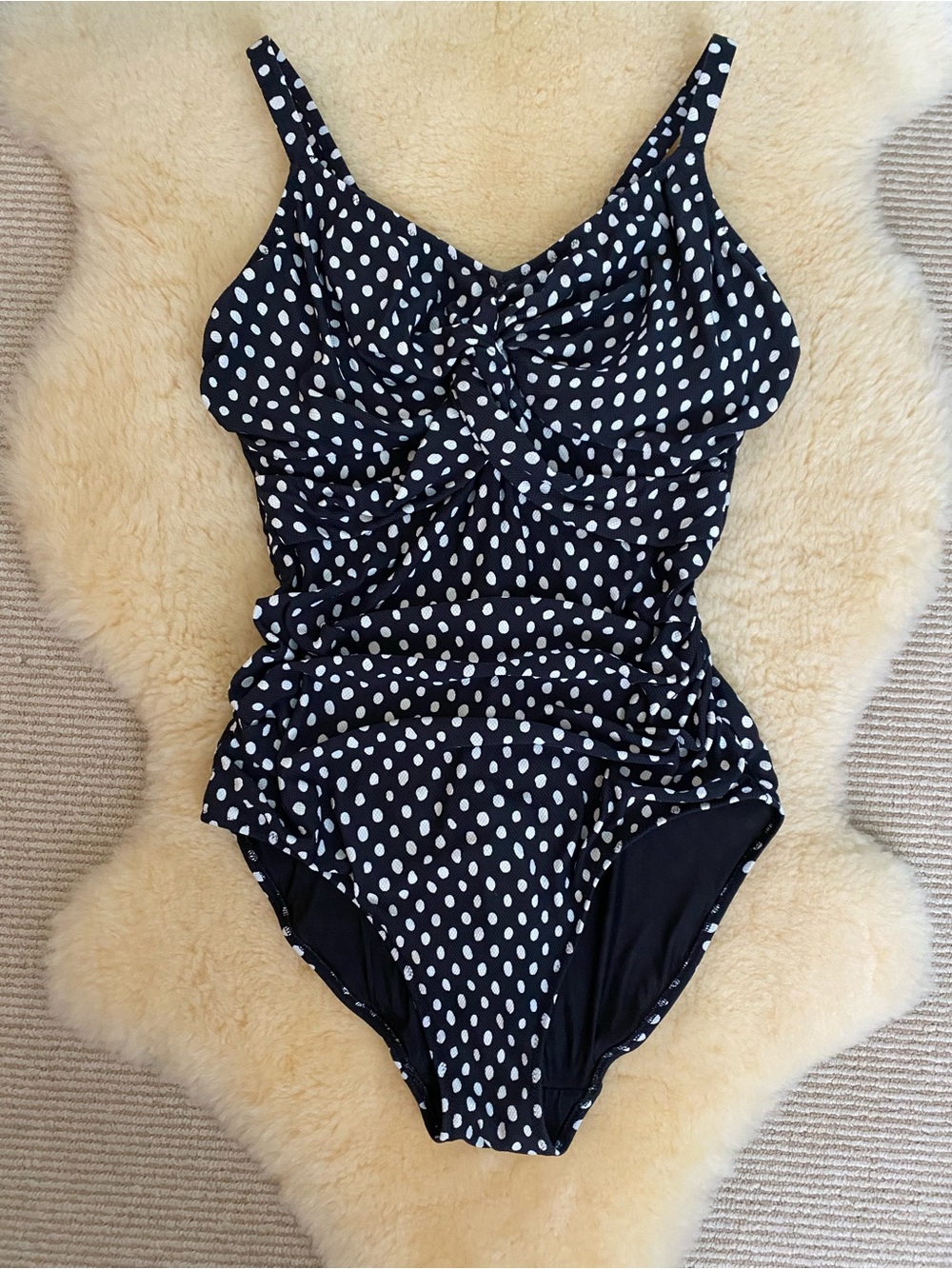 34G Swimsuit Fantasie Black and White Polka Dot One-Piece with Underwire